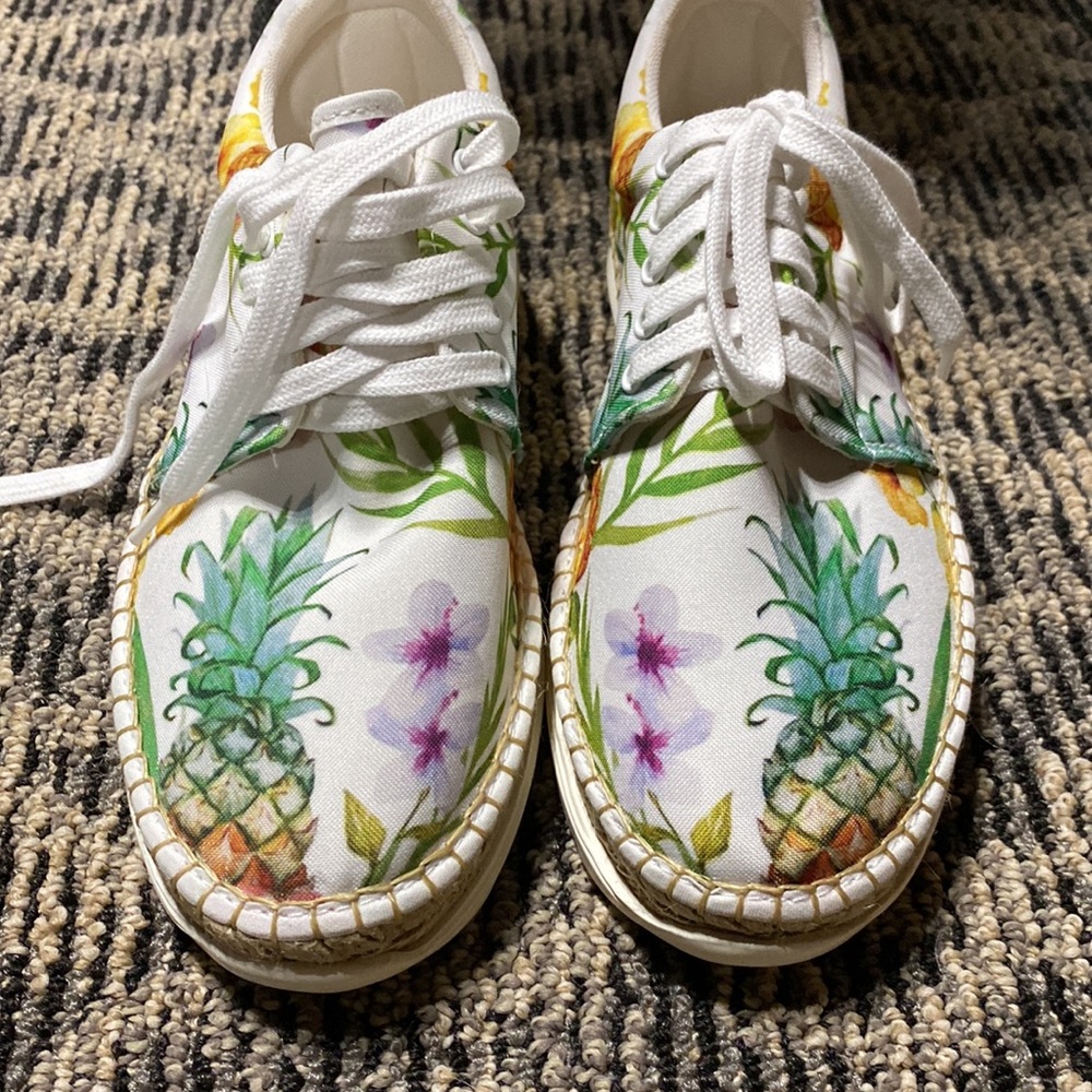 Floral Canvas Espadrille Sneakers - Picture 2 of 5